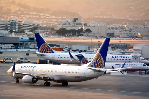 United Airlines planes in San Francisco International Airport