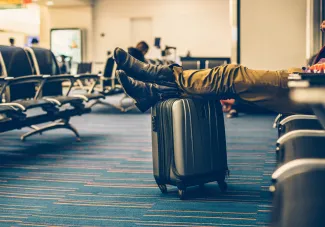 Carry on bag in airport terminal
